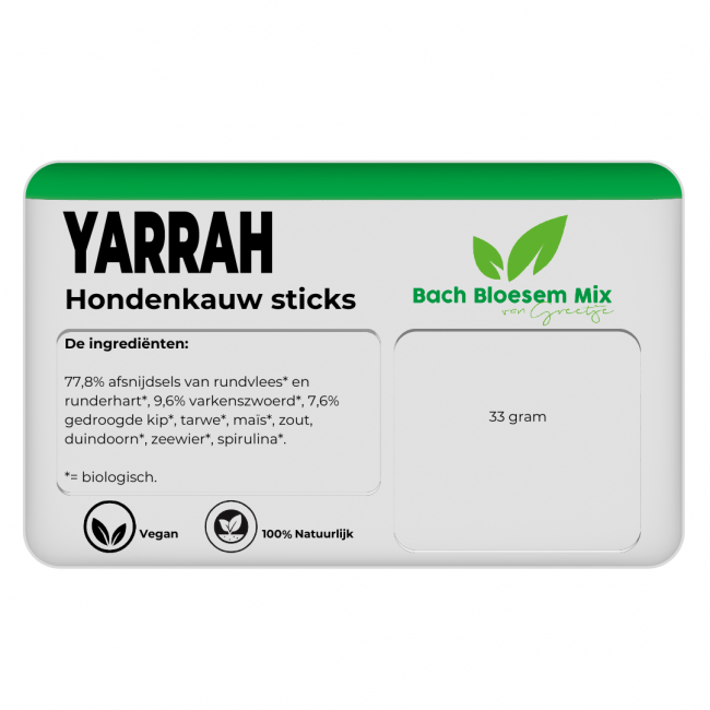 Yarrah Hond Kauwstaafjes - 33 gram - Bio